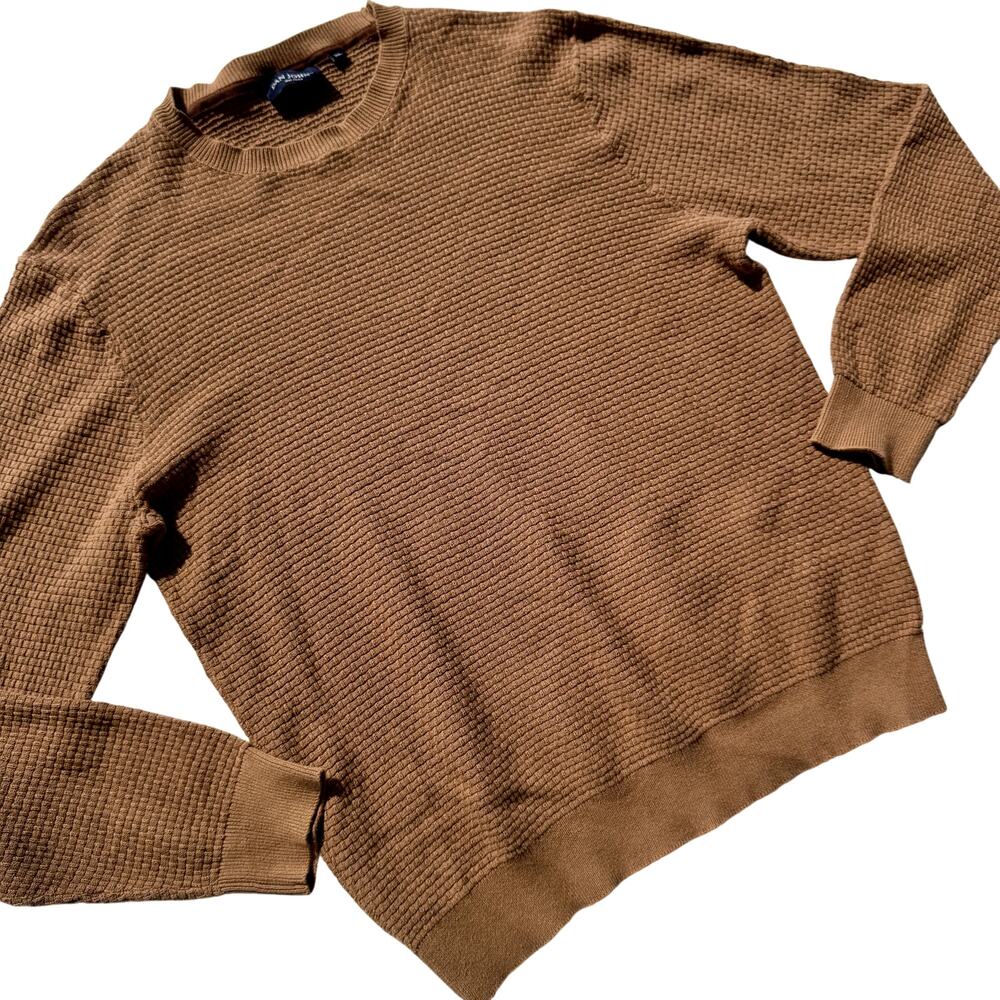 Dan John Textured Knit Long Sleeve Shirt Carmel Brown Men's XL Old Money Euro - Picture 2 of 15